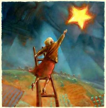 Woman reaching for star