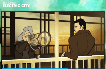 A scene from Tom Hanks' elaborate new Yahoo! Screen animated post-apocalyptic series, Electric City.