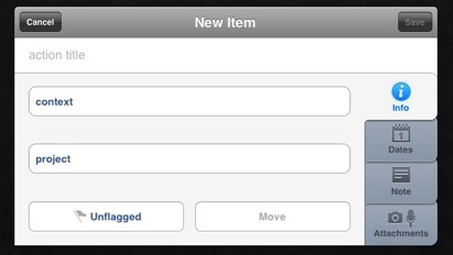 OmniFocus entry screen