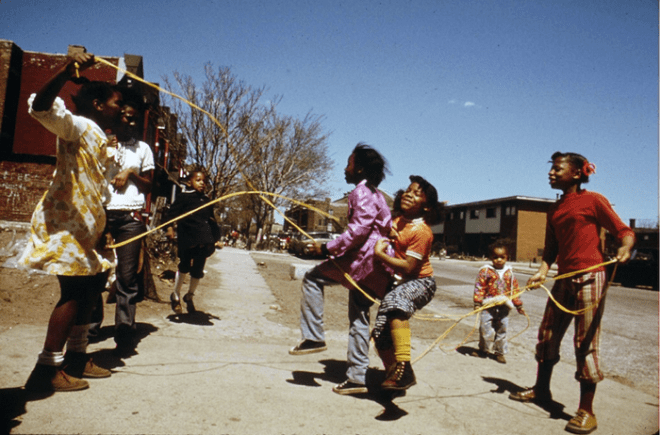 Black Children Play Outside The Ida B. Wells Homes, One Of Chicago's Oldest Housing Projects. There Are 1,652 Apartments Housing 5,920 Persons In 124 Buildings On The South Side, 05/1973 