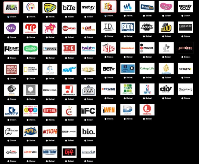 Subscribers to Rogers Cable in Canada can select from these a la carte channels. Most are not big name channels, but once the a la carte habits gains a foothold, the entire cable business may change.